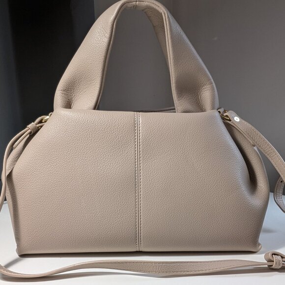 Beige/Cream Color Cloud Pouch Bag, Dumpling Clutch Purse Handbag Removable Strap - Picture 1 of 5